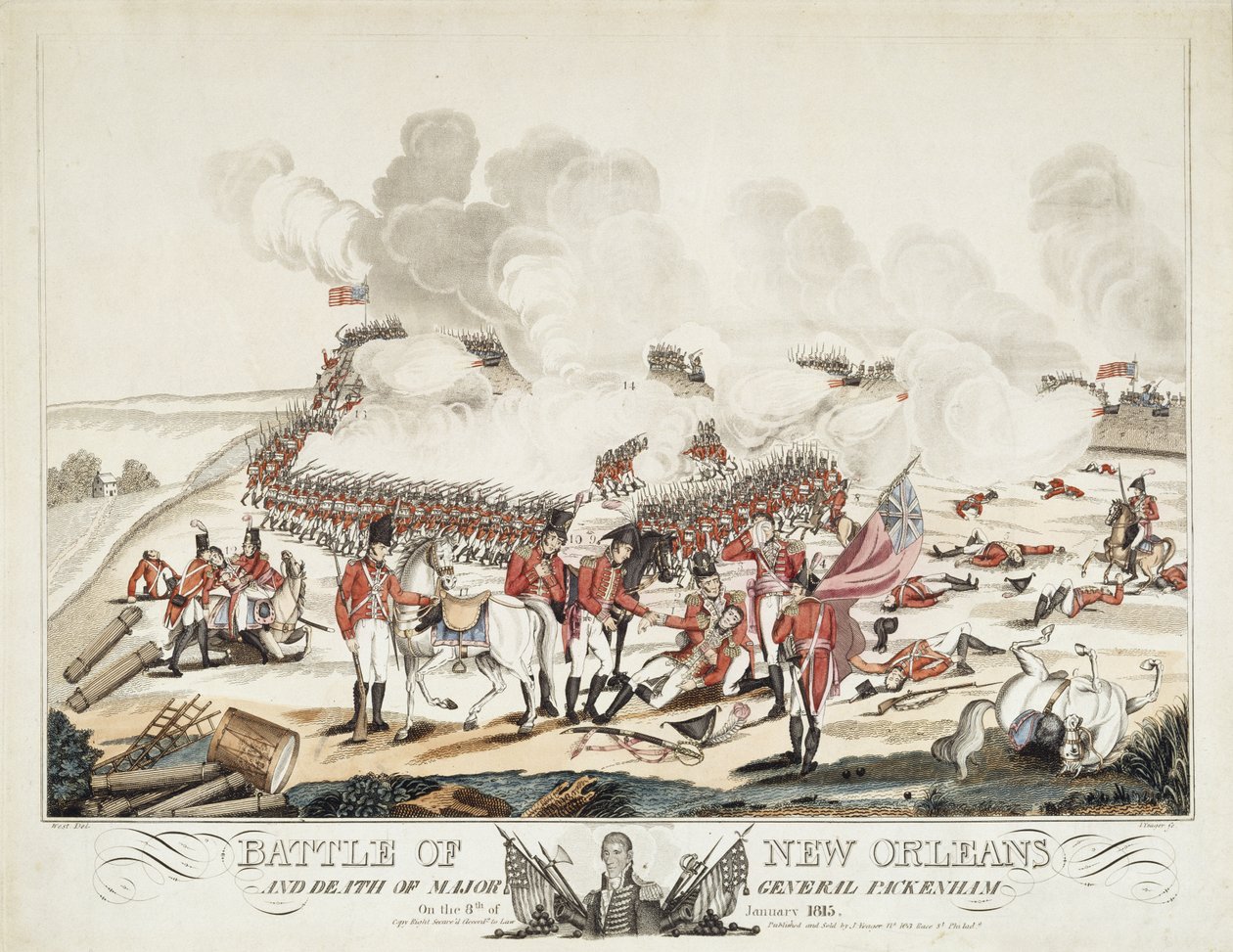 Bataille de la Nouvelle-Orléans et mort du major général Packenham - William Edward (after) West