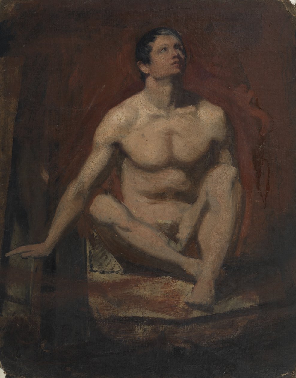 Nu masculin assis, vue de face - William Etty