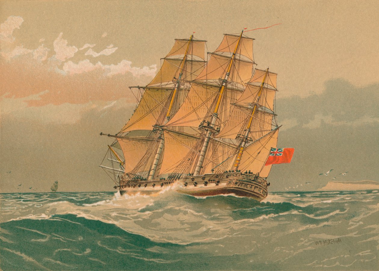 Frégate de 38 canons, vers 1770, fin 19ème-début 20ème siècle - William Frederick Mitchell