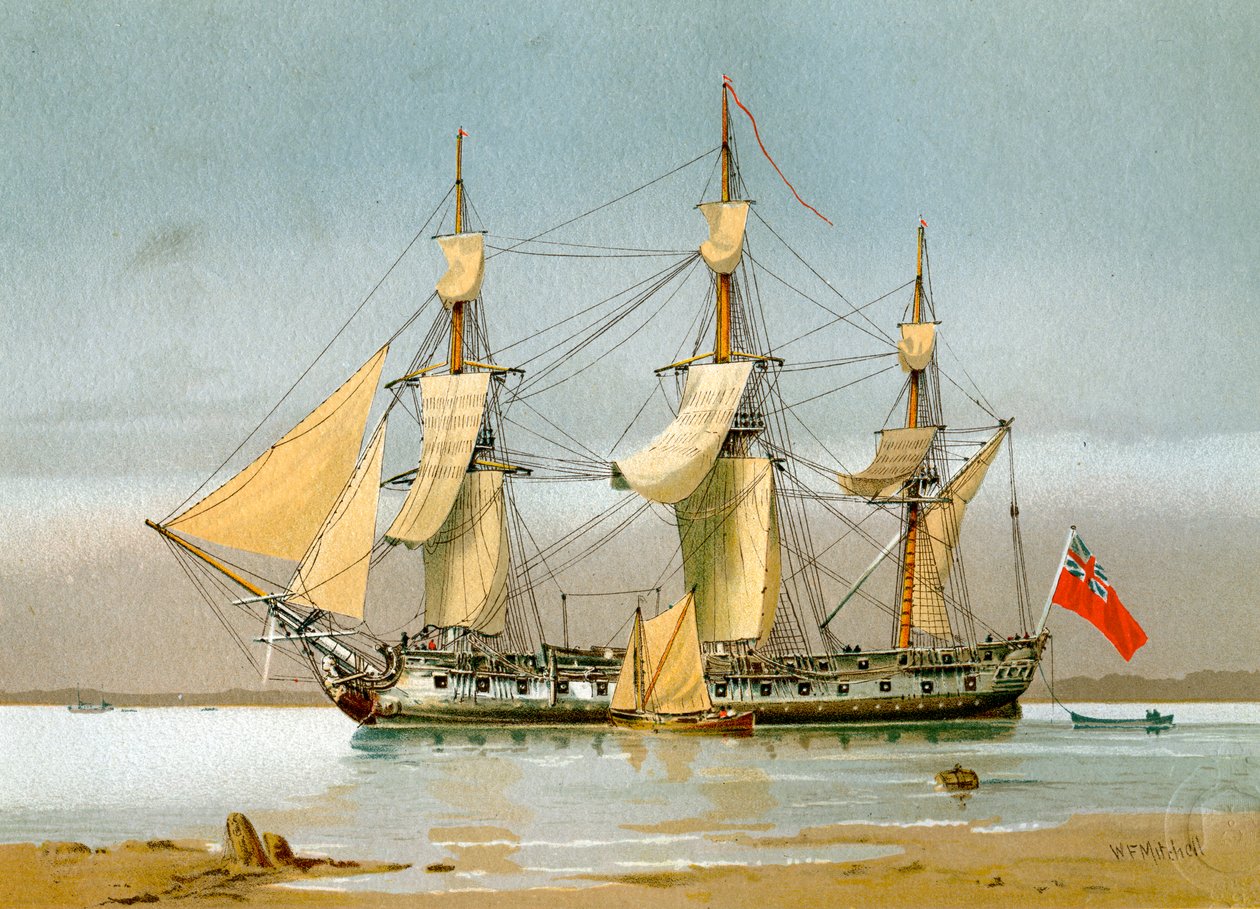 Frégate de la Royal Navy à 42 canons, vers 1780, 1890-1893 - William Frederick Mitchell