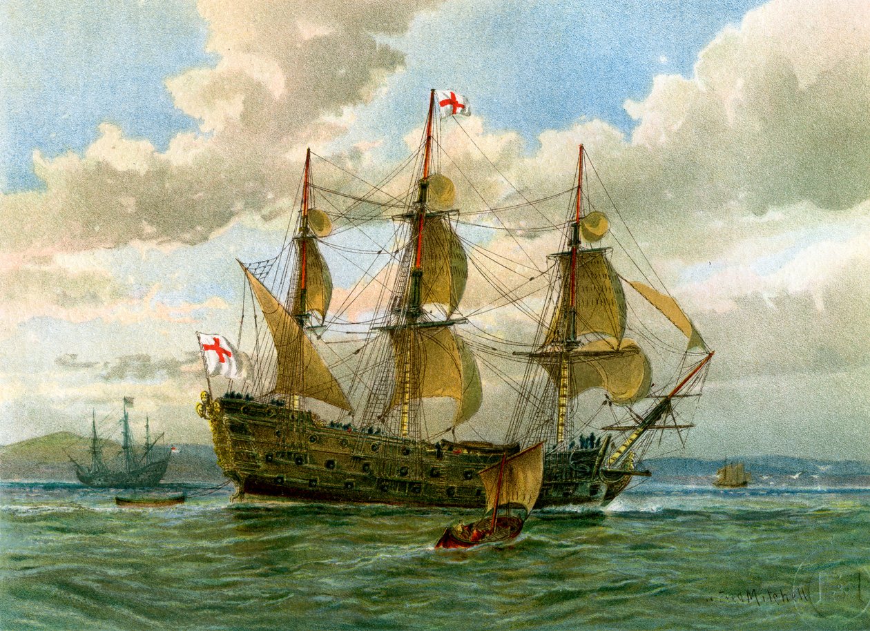 Navire de guerre de la Royal Navy, vers 1650 - William Frederick Mitchell