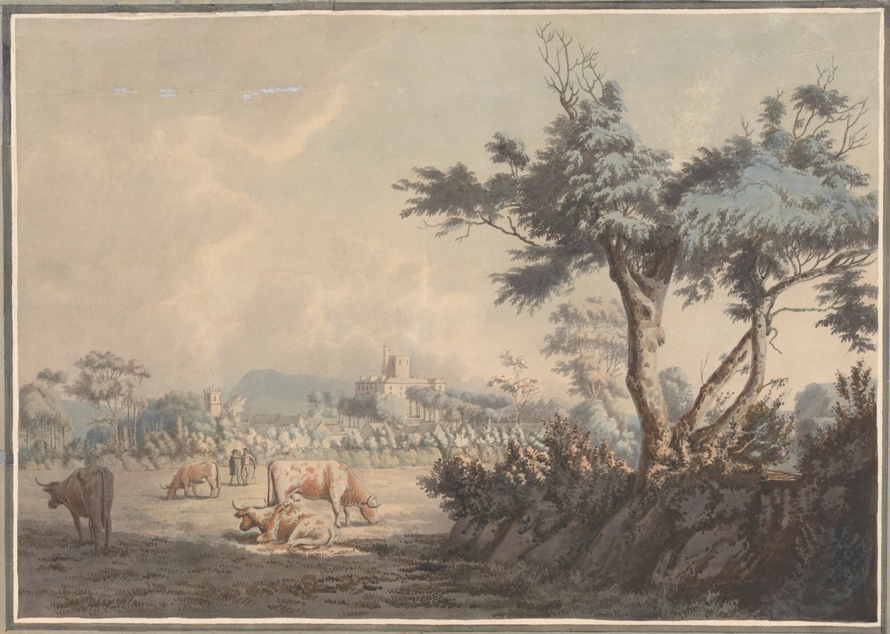 Paysage, château et bétail - William Green