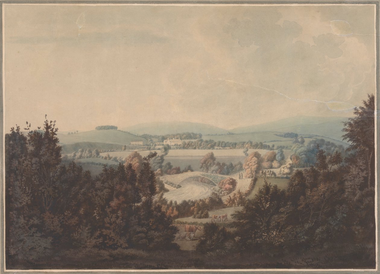 Paysage avec rivière et pont - William Green