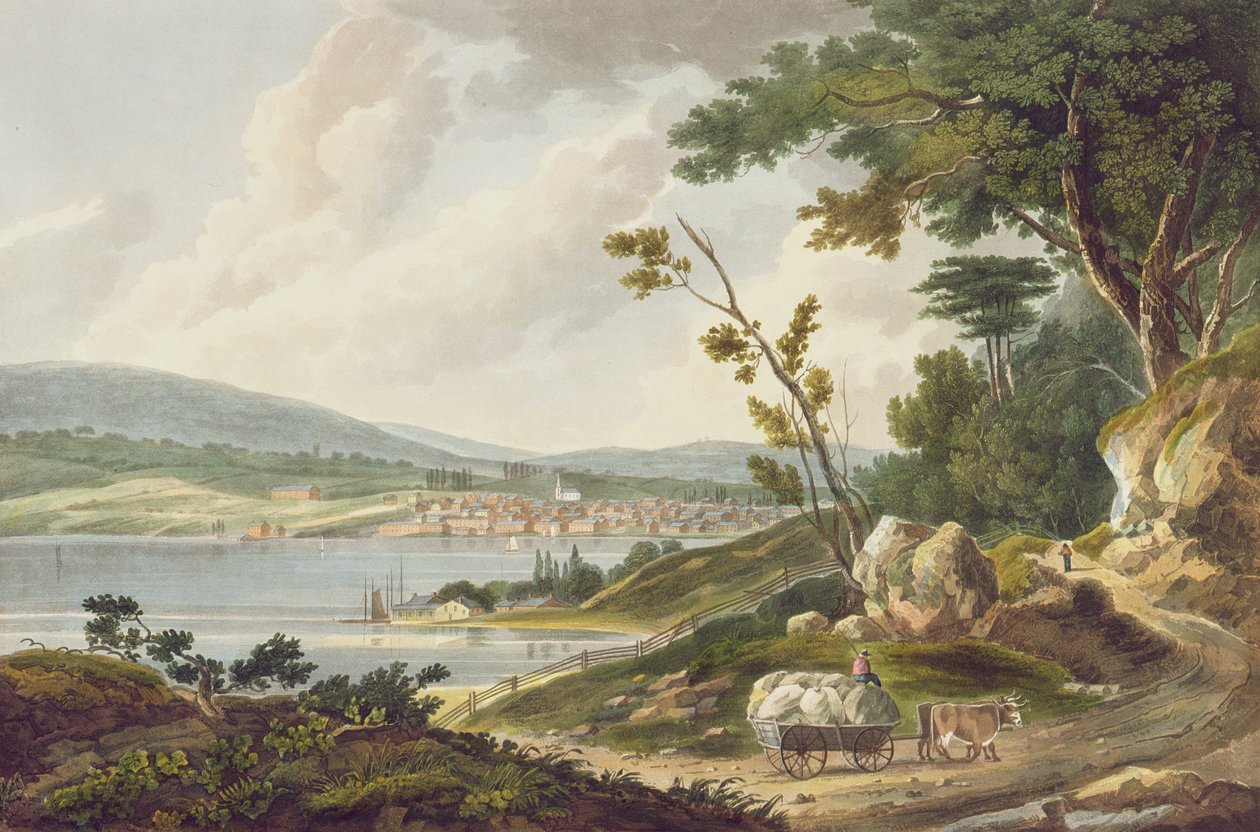 Newburg, no.14 du Hudson River Portfolio, gravé par J. Hill, 1821-25 - William Guy Wall