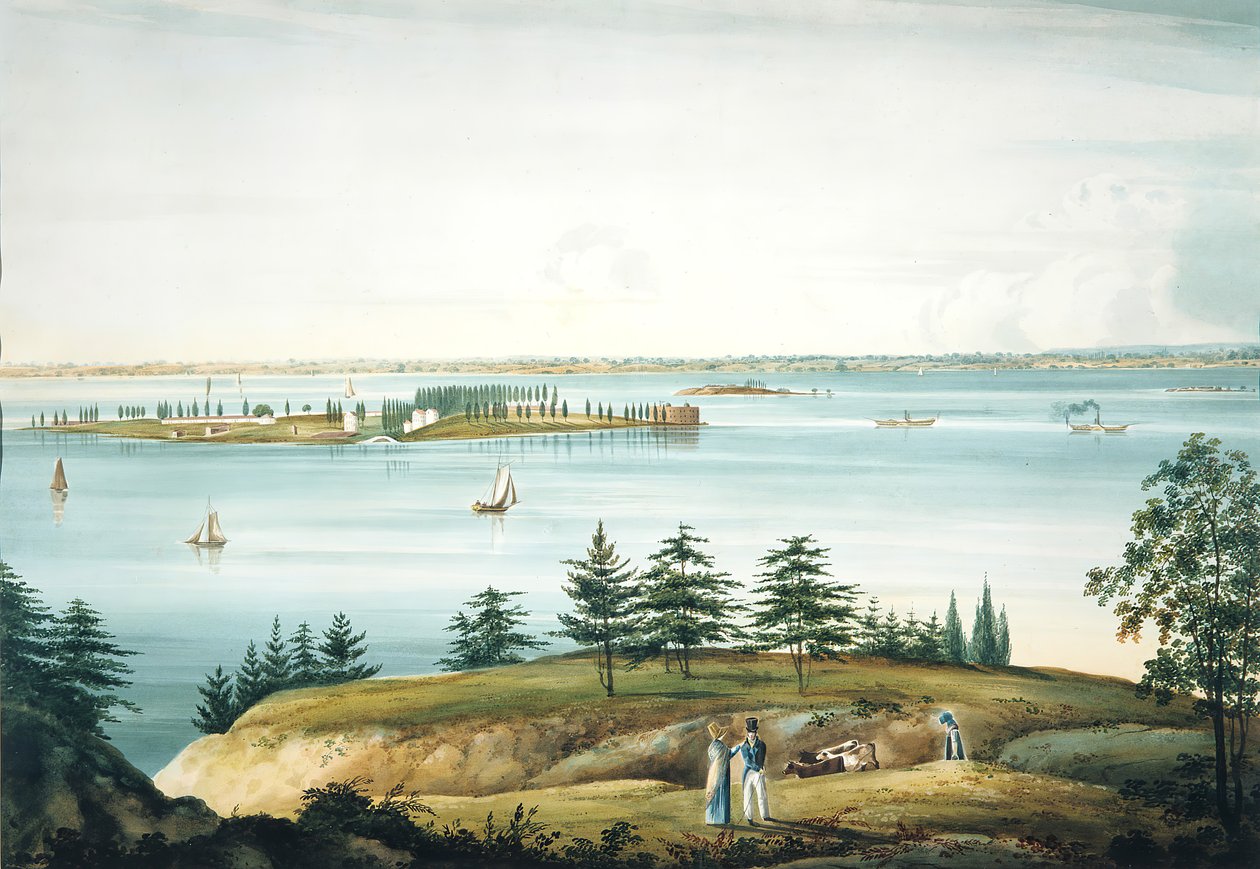 La Baie de New York et Governors Island vue de Brooklyn Heights, 1820-25 - William Guy Wall