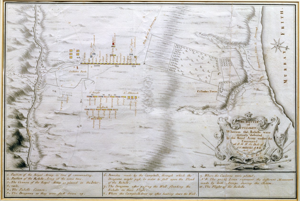 Plan de la bataille de Culloden, 16 avril 1746 - William Hall
