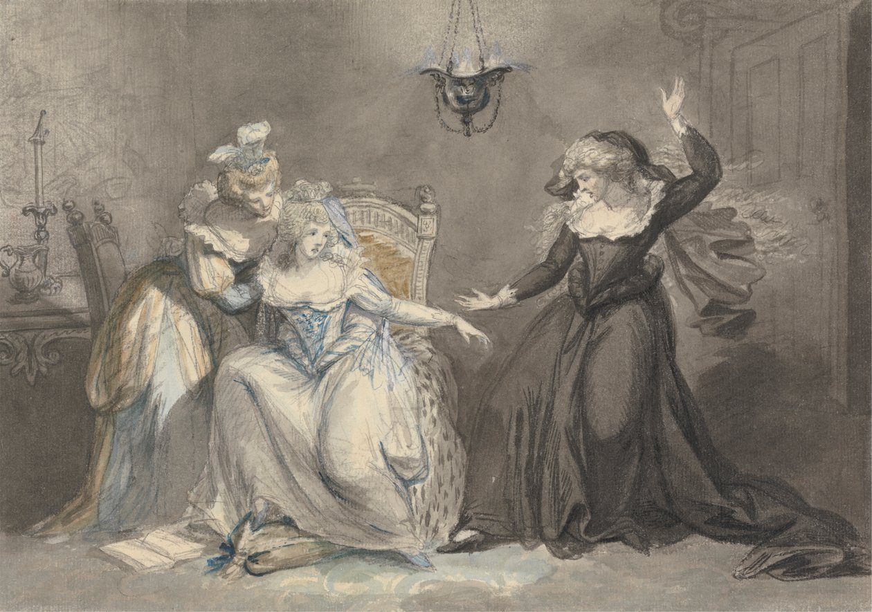 Une scène dramatique avec trois femmes à l