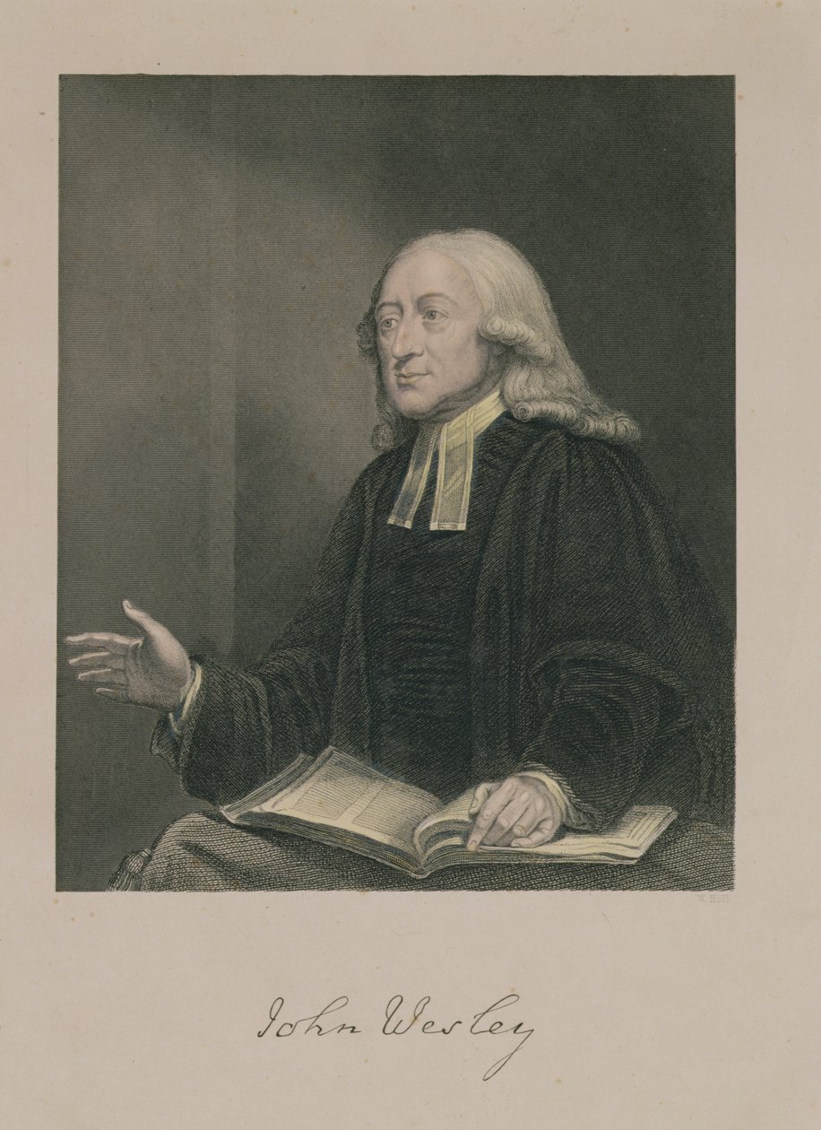 Portrait de John Wesley (1703-91) gravé par William Holl (1807-71) publié par A. Fullarton und Co. - William Hamilton
