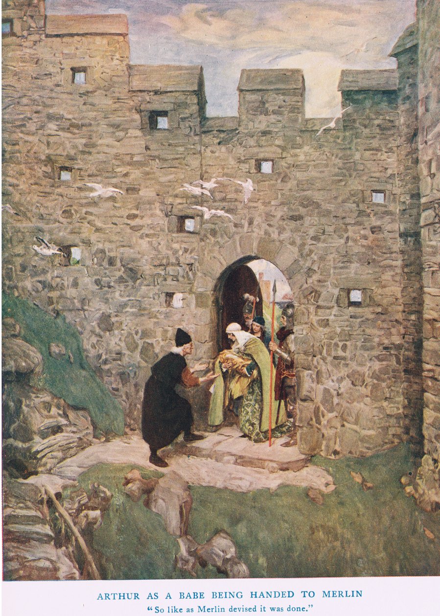 Arthur bébé remis à Merlin, illustration de 