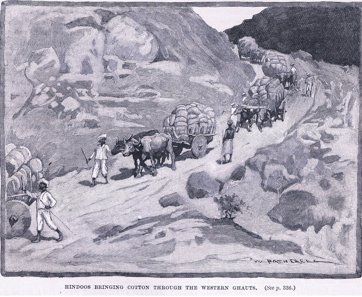 Hindous apportant du coton à travers les Ghâts occidentaux, 1862 - William Hatherell
