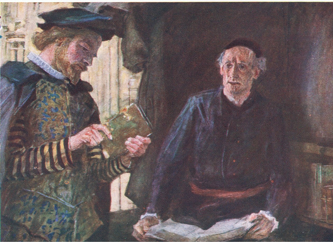 Shakespeare achète un volume à un étal de livres, de My Magazine - William Hatherell