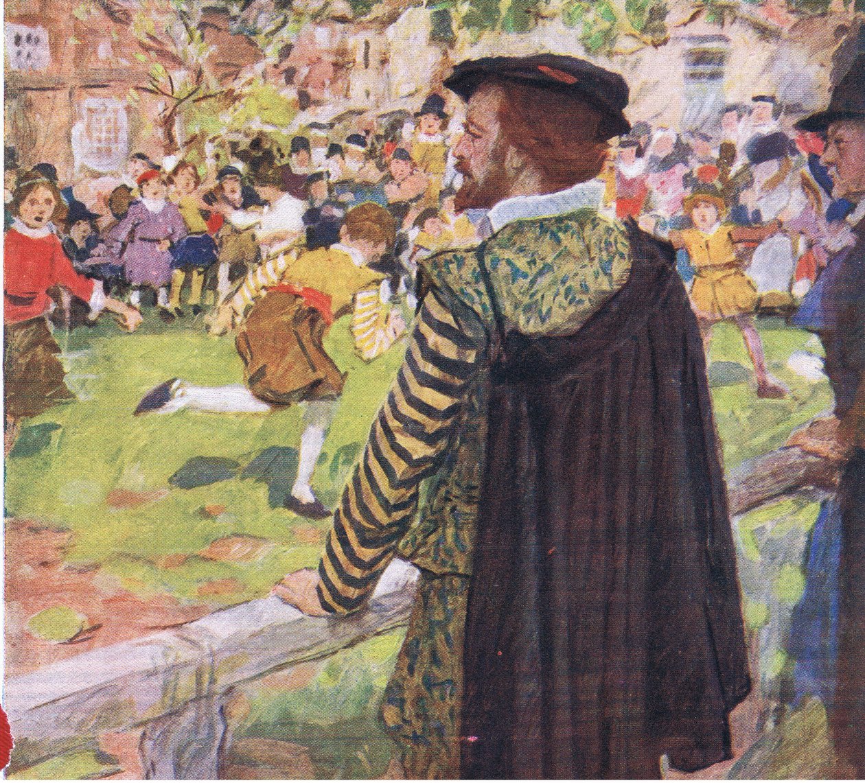 Shakespeare regardant des enfants jouer près de Temple Bar, de My Magazine, pub. 1922 - William Hatherell