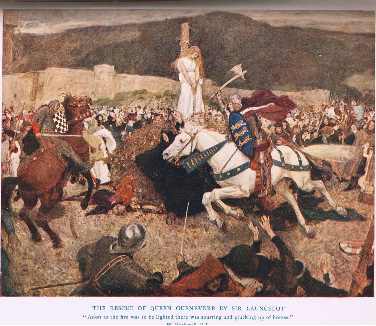 Le sauvetage de la reine Guenièvre par Sir Lancelot, illustration de 