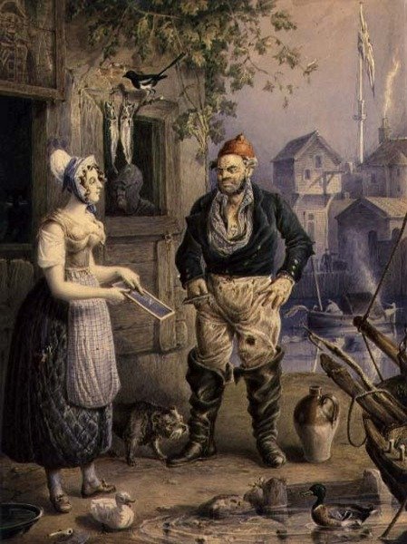 Un pêcheur et une jeune fille, vers 1830 - William Heath