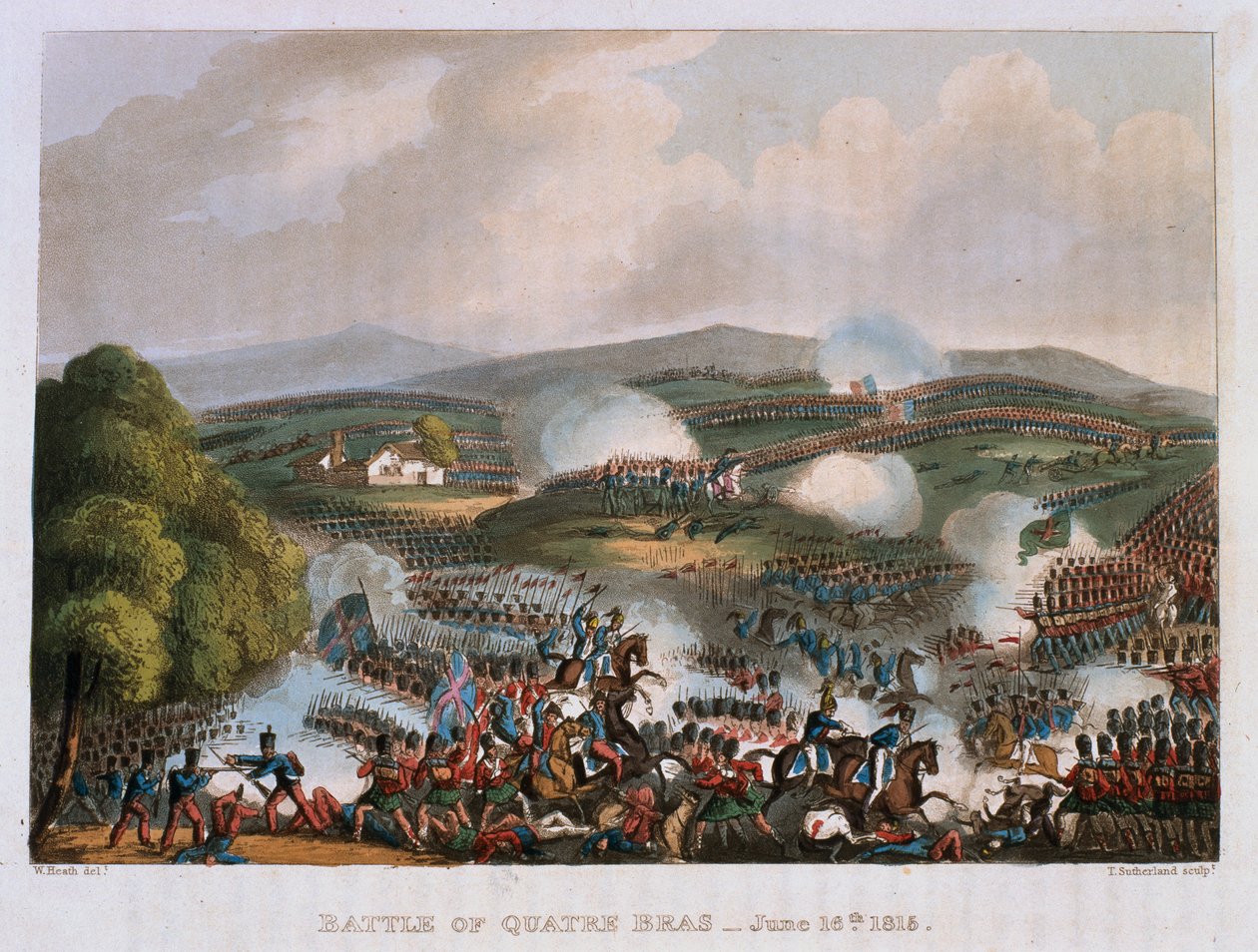La bataille de Quatre Bras le 16 juin 1815, gravée par Thomas Sutherland, 1815 - William Heath