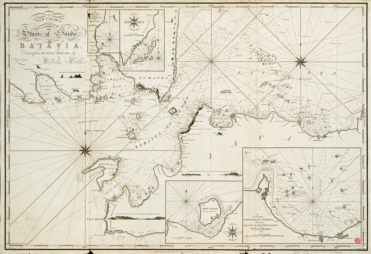 Navigation à travers le détroit de la Sonde vers Batavia - William Heather