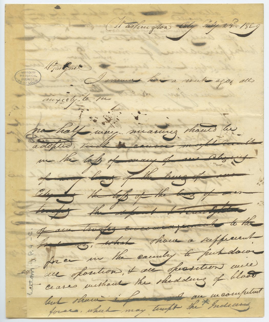 Brouillon de lettre de William H. Ashley, Washington, commence - 