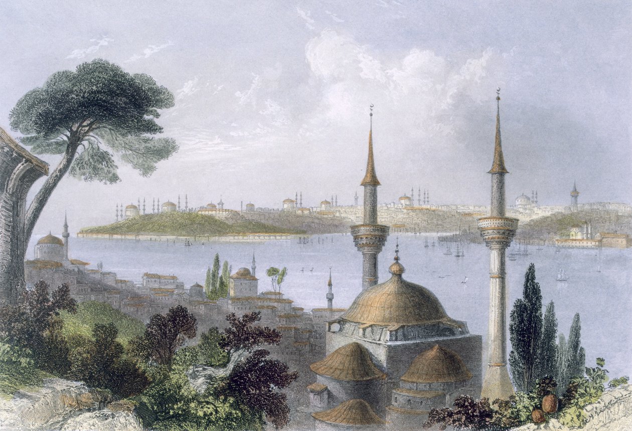 Vue générale de Constantinople depuis Scutari, vers 1850 (aquatinte colorée) - William Henry Bartlett