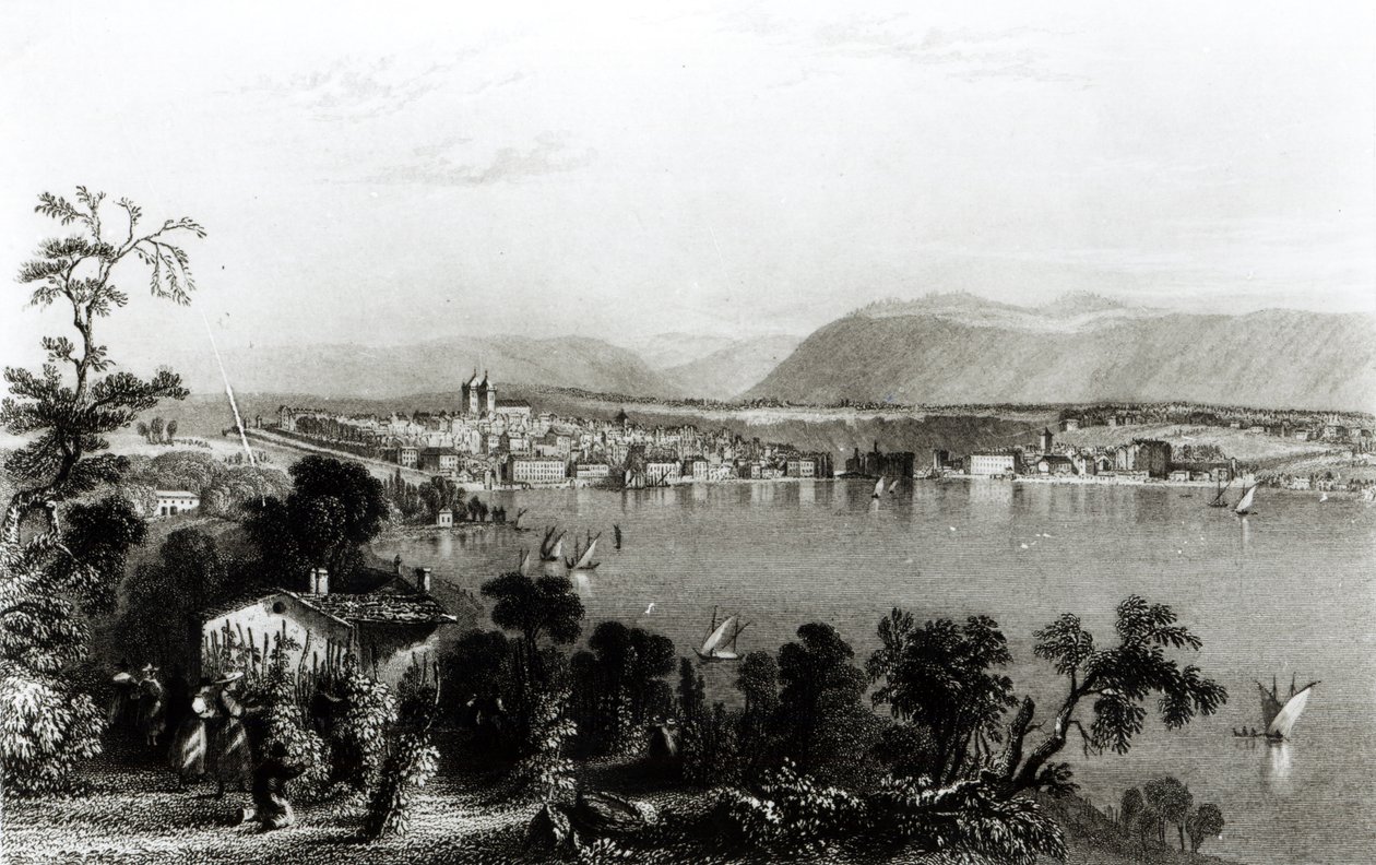 Genève depuis Coligny, gravé par Robert Wallis - William Henry Bartlett