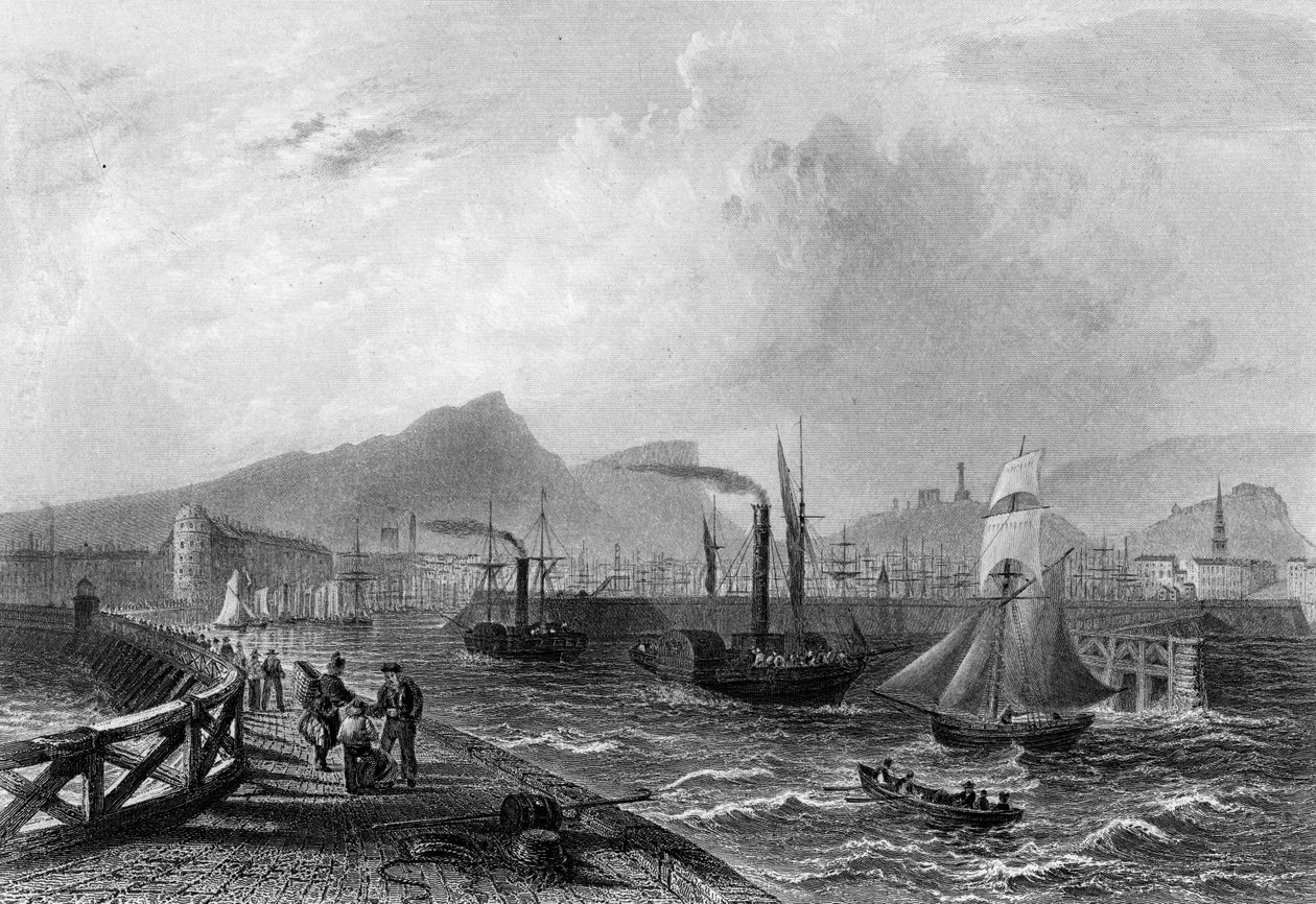 Leith Pier et Harbour, gravé par Robert Wallis, vers 1820 - William Henry Bartlett