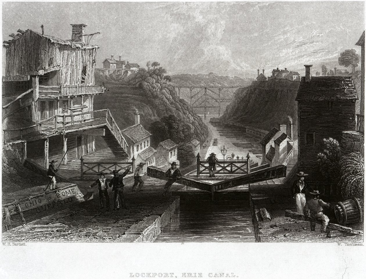 Lockport, canal Érié - William Henry Bartlett