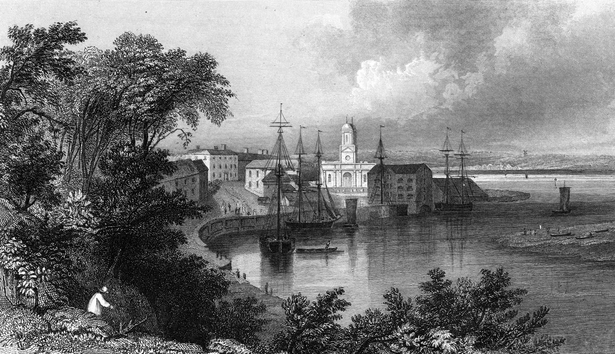 Quai de Mistley, près de Harwich, Essex, gravé par John Rogers, 1832 - William Henry Bartlett