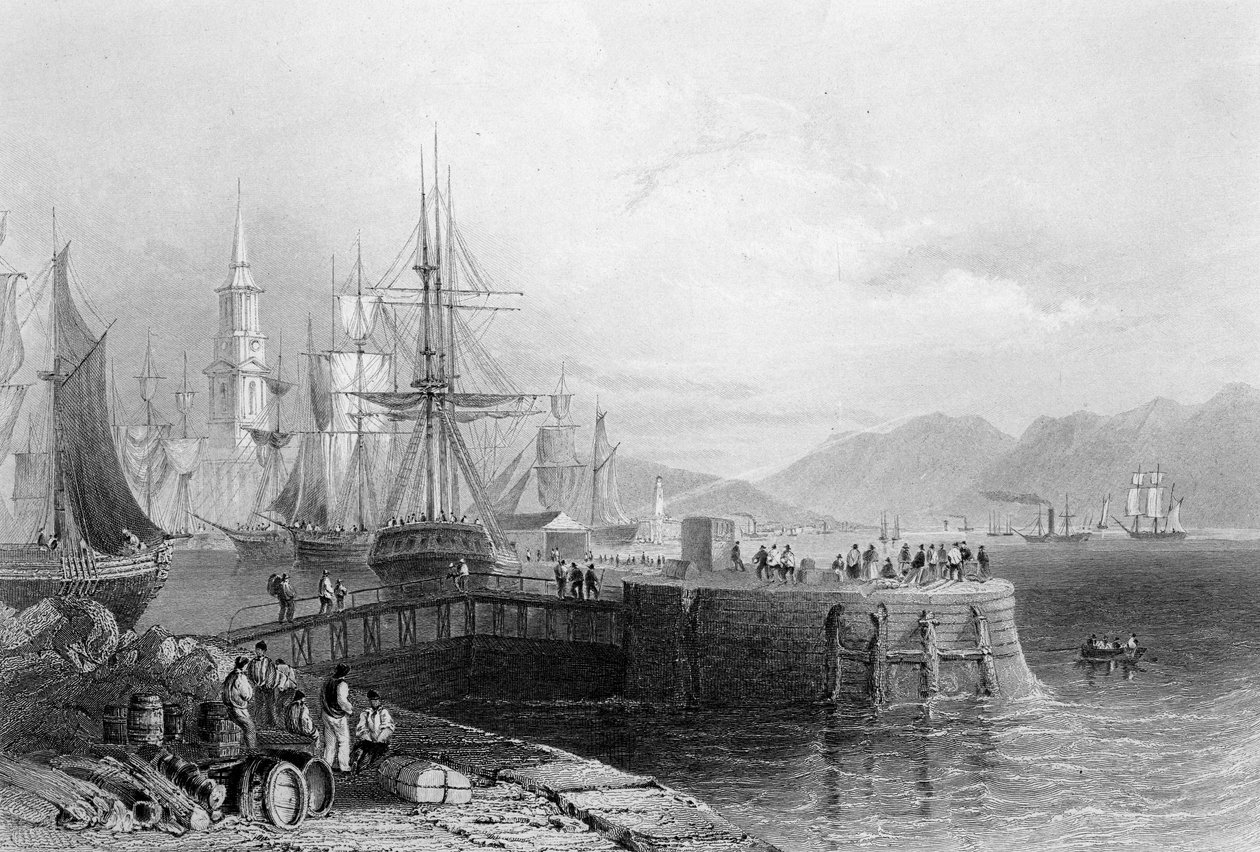 Port Glasgow, gravé par J.W. Appleton, 1841 (gravure) - William Henry Bartlett