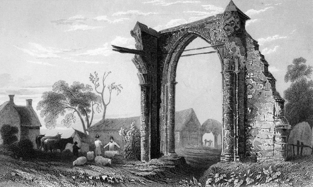 Vestiges du prieuré de Bycknacre, Essex, gravé par William Tombleson - William Henry Bartlett