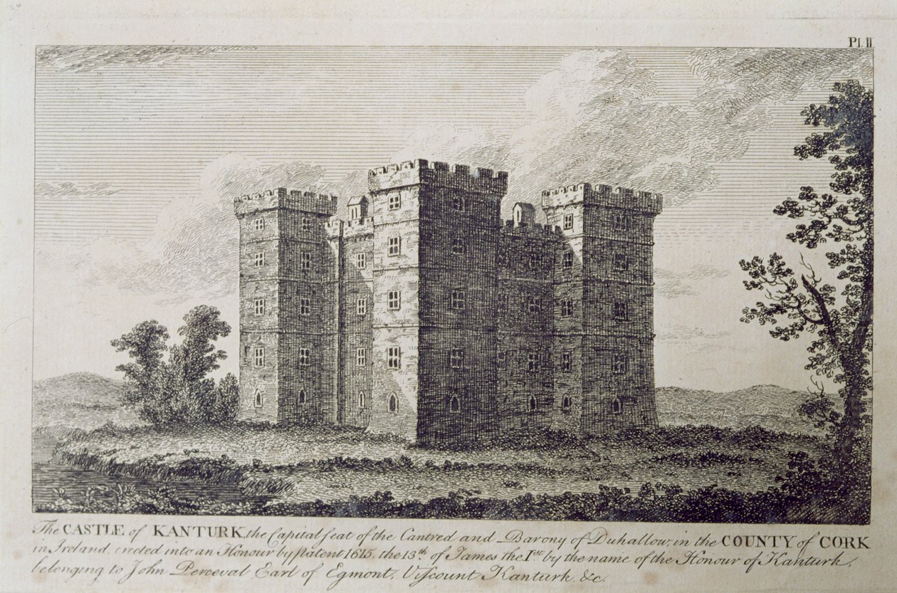 Le château de Kanturk, comté de Cork, Irlande dans les années 1800, de 