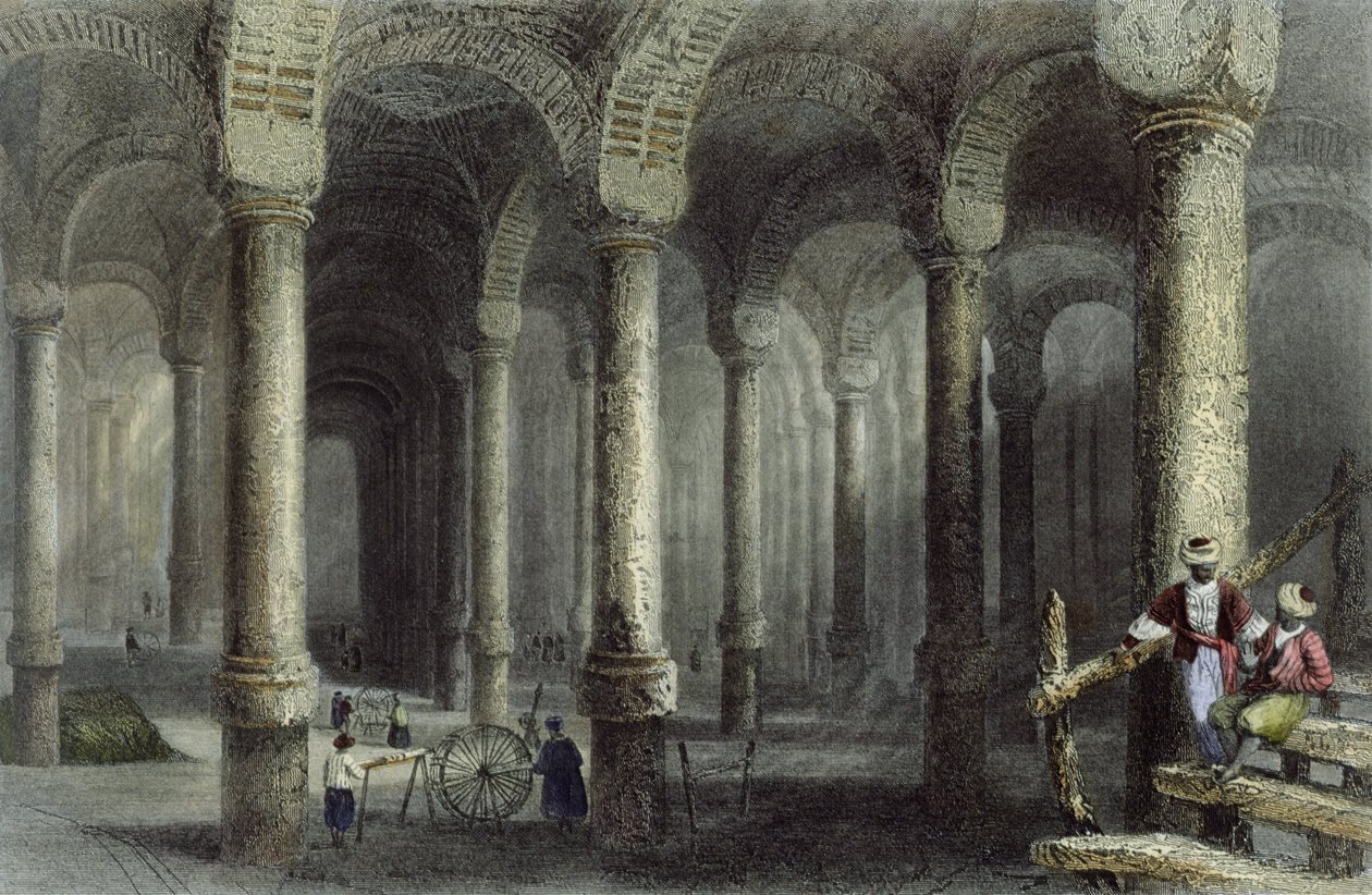 La citerne de Bin-Veber-Direg, ou Les Mille et Une, Istanbul, gravée par J. Carter, vers 1850 - William Henry Bartlett