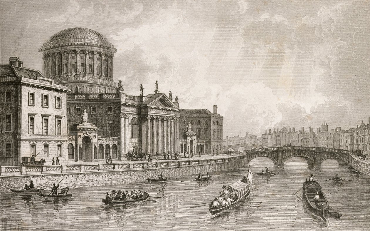 Les quatre cours de justice, Dublin, gravé par Owen - William Henry Bartlett