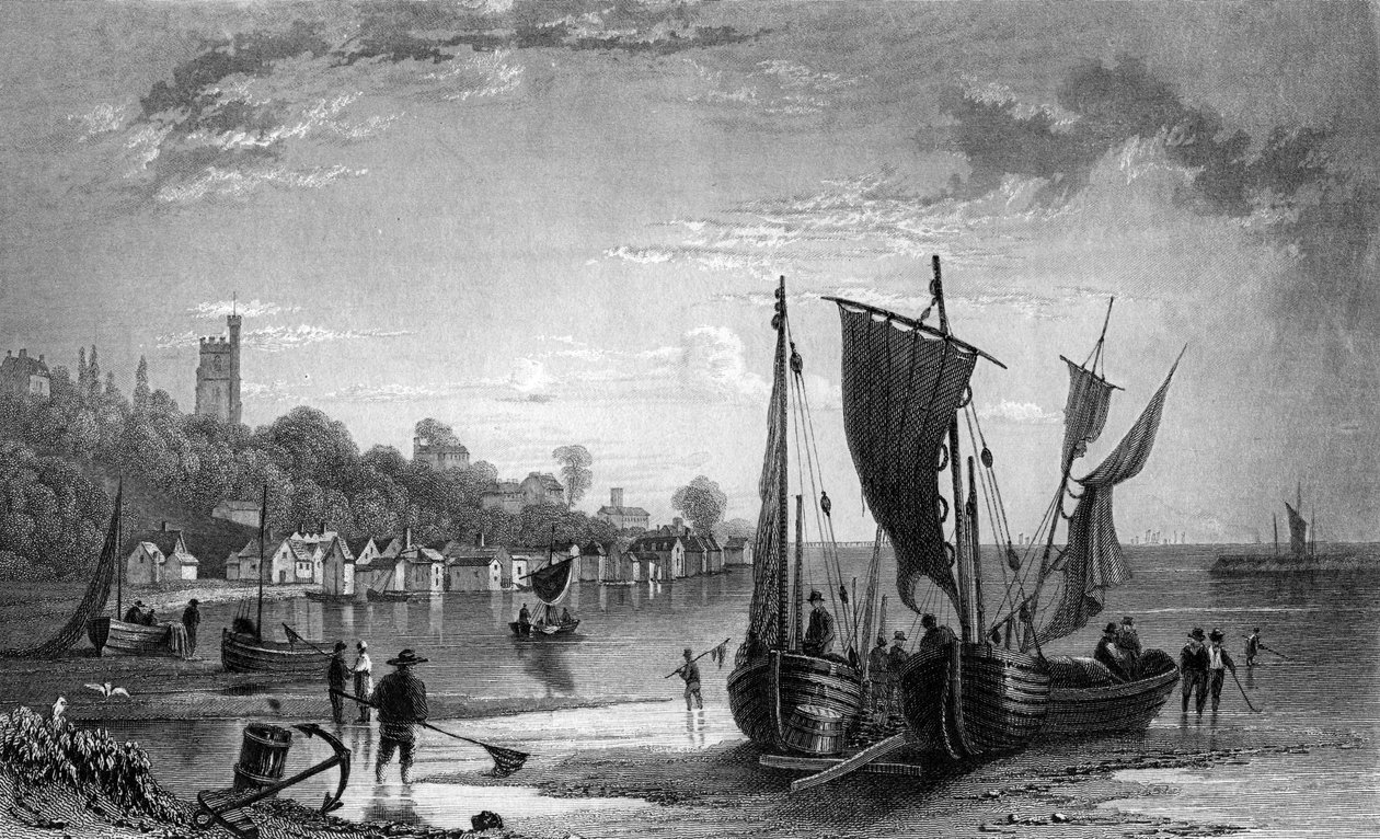 Le village de Leigh, près de Southend, Essex, gravé par Charles Mottram, 1833 - William Henry Bartlett