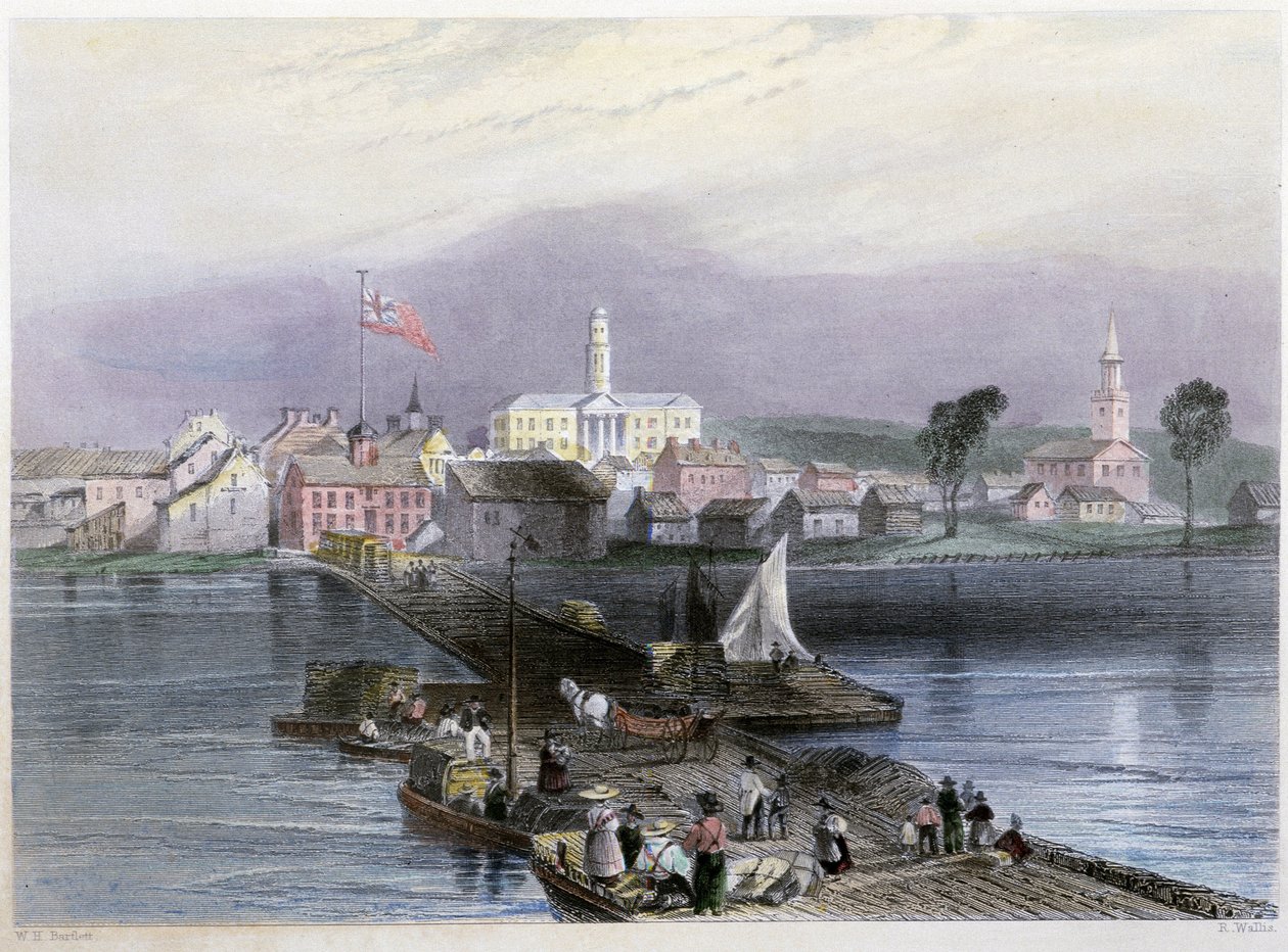 Vue de Cobura et transport de bois - William Henry Bartlett