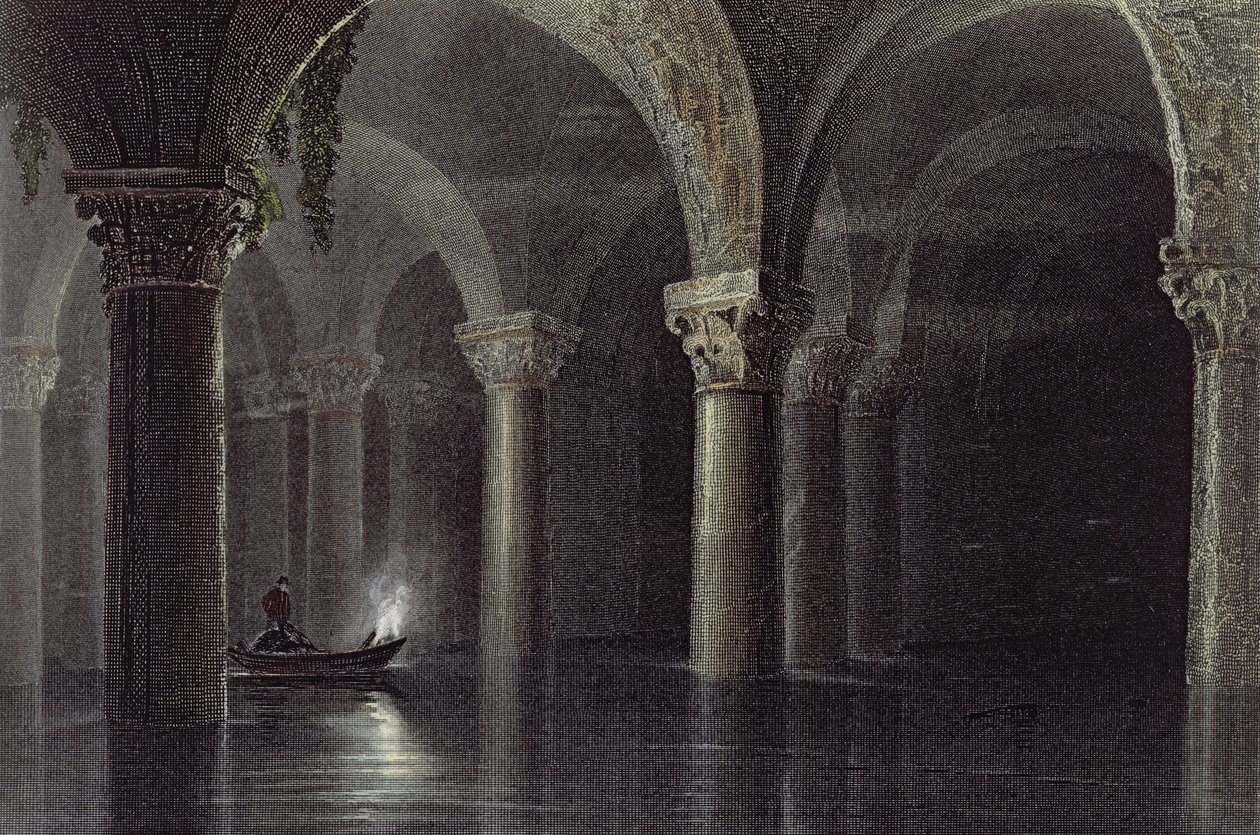 Yere Batan Serai (Les Cisternes) Istanbul, gravé par J.T. Willmore - William Henry Bartlett