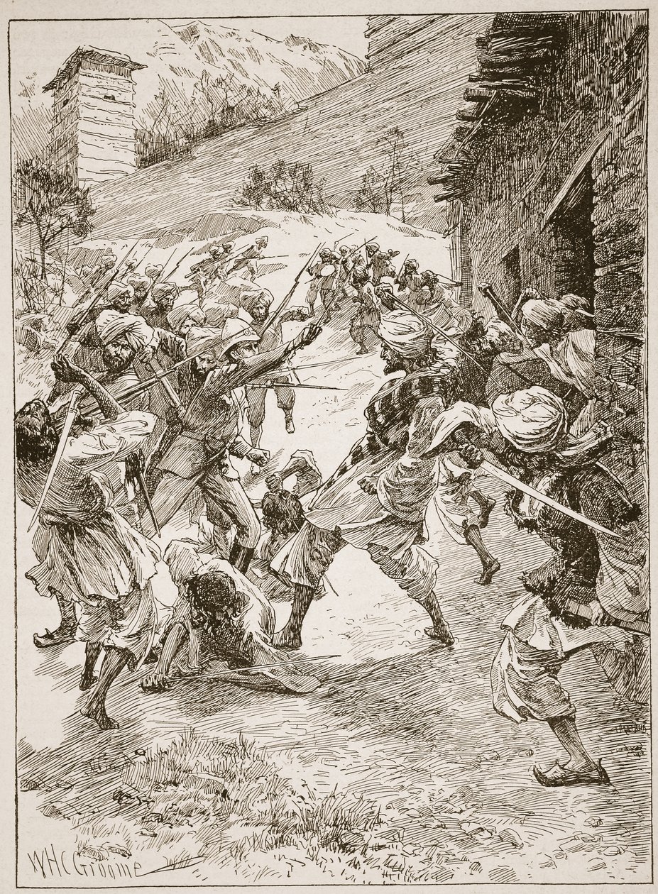 Lieutenant Harley, à la tête de quarante Sikhs et soixante Cachemiris, a pris d