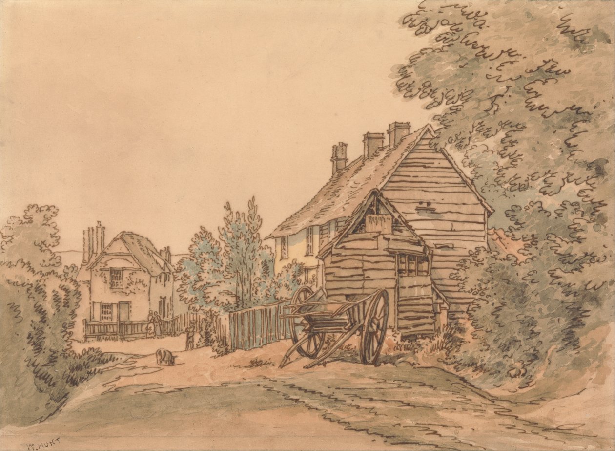 Une rue dans un village de campagne - William Henry Hunt