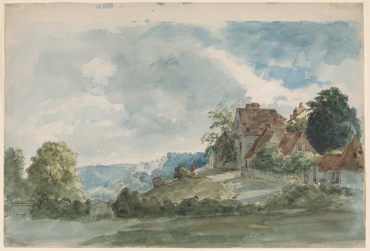 Chaumières dans un vaste paysage - William Henry Hunt