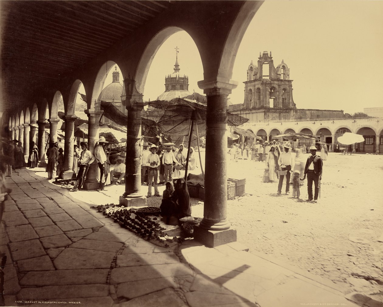 Marché à Aguascalientes, Mexique - William Henry Jackson