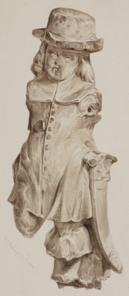 Figure sculptée en chêne, autrefois dans l
