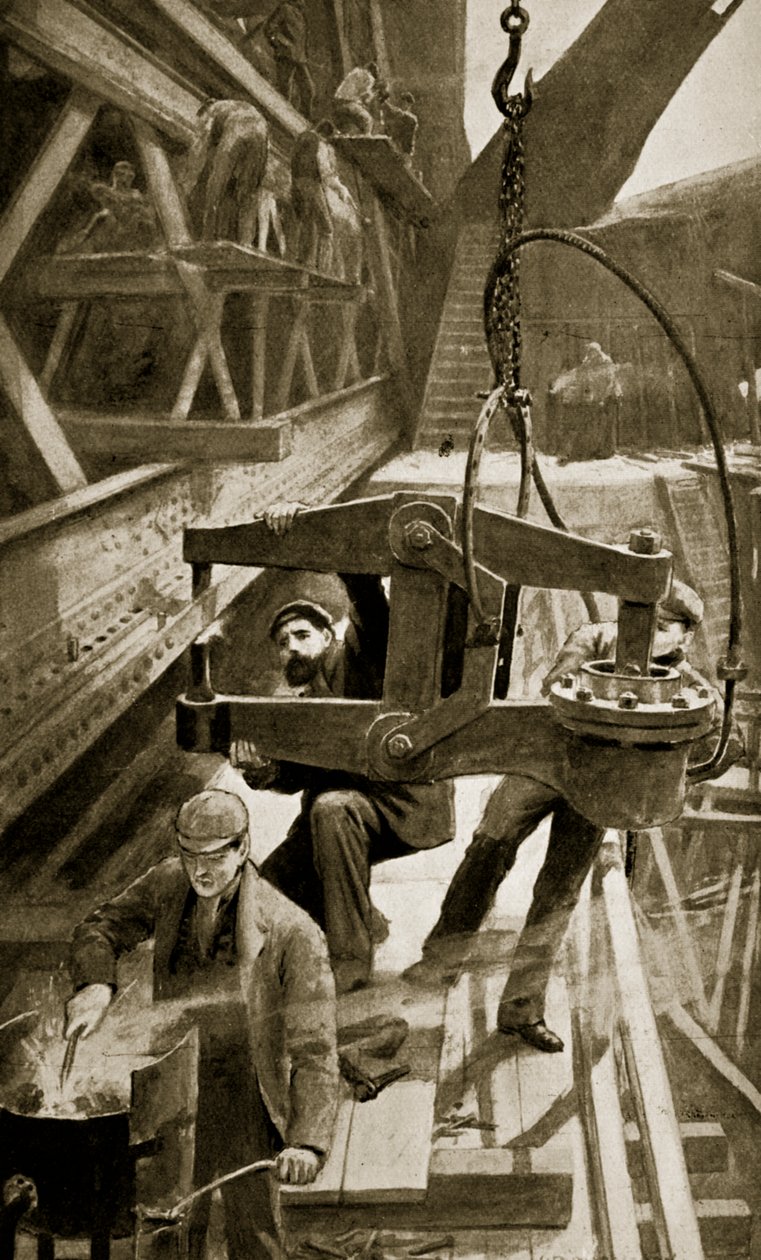 Rivetage Hydraulique sur le Pont du Forth - William Henry Margetson