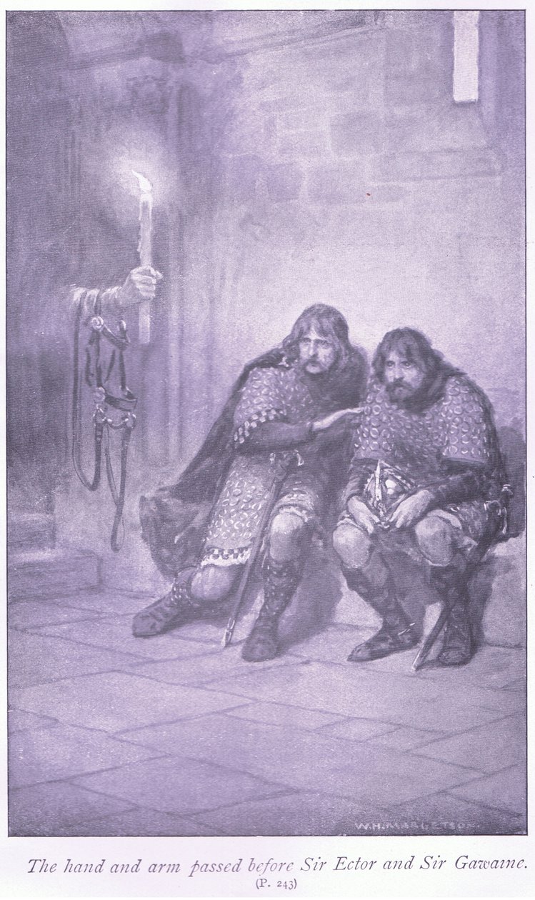 La main et le bras passés devant Sir Ectar et Sir Gawaine - William Henry Margetson