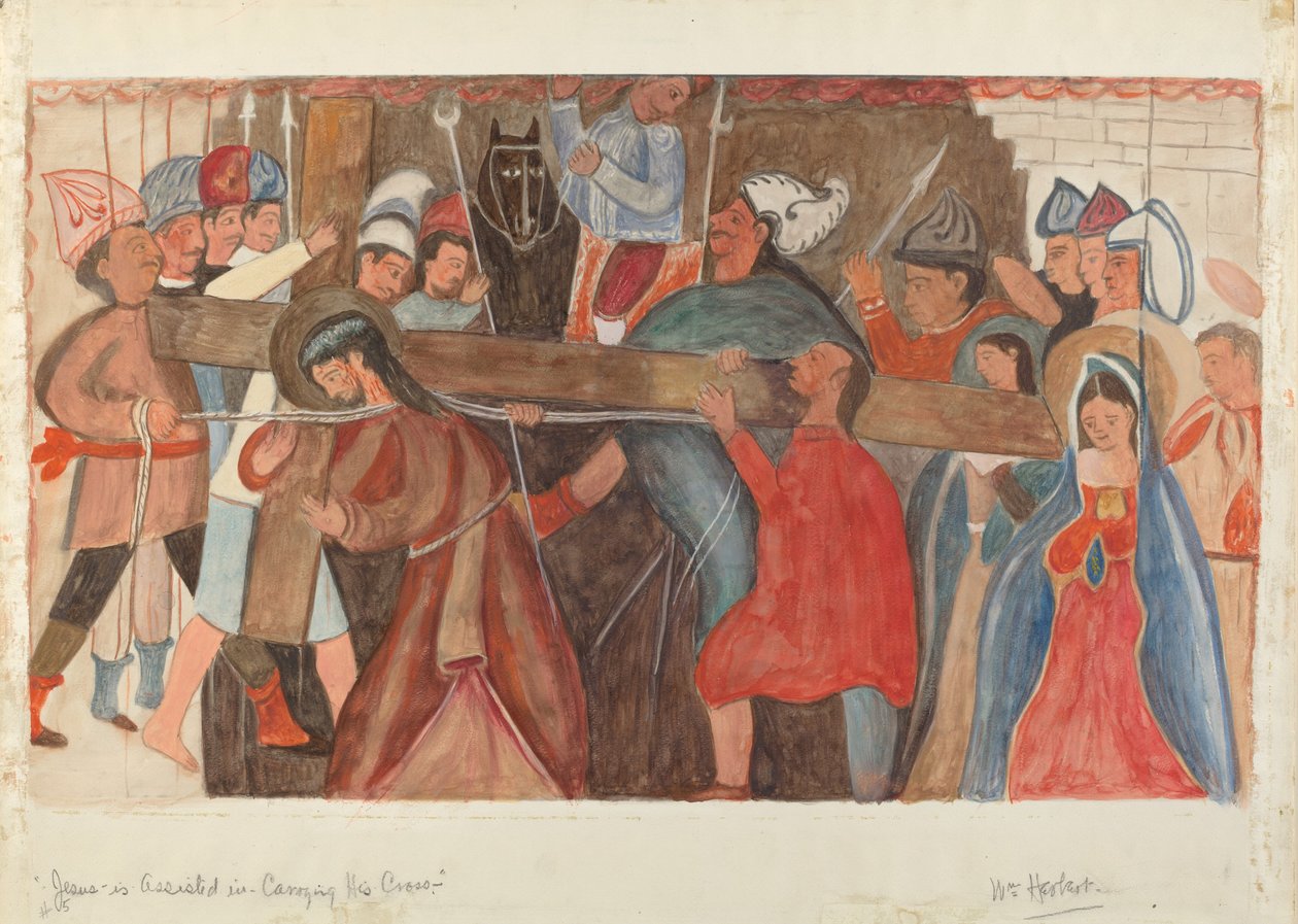 Station de la Croix n° 5 : Jésus est aidé à porter sa croix, vers 1936 - William Herbert