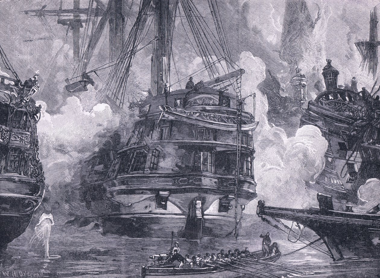 La bataille de Navarin en 1828 (lithographie) - William Heysham (after) Overend
