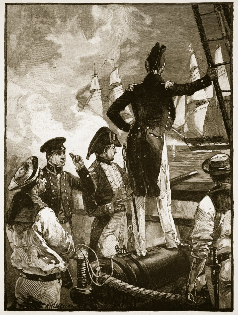 Le capitaine Walpole interceptant les navires du duc de Saldanha, illustration de 