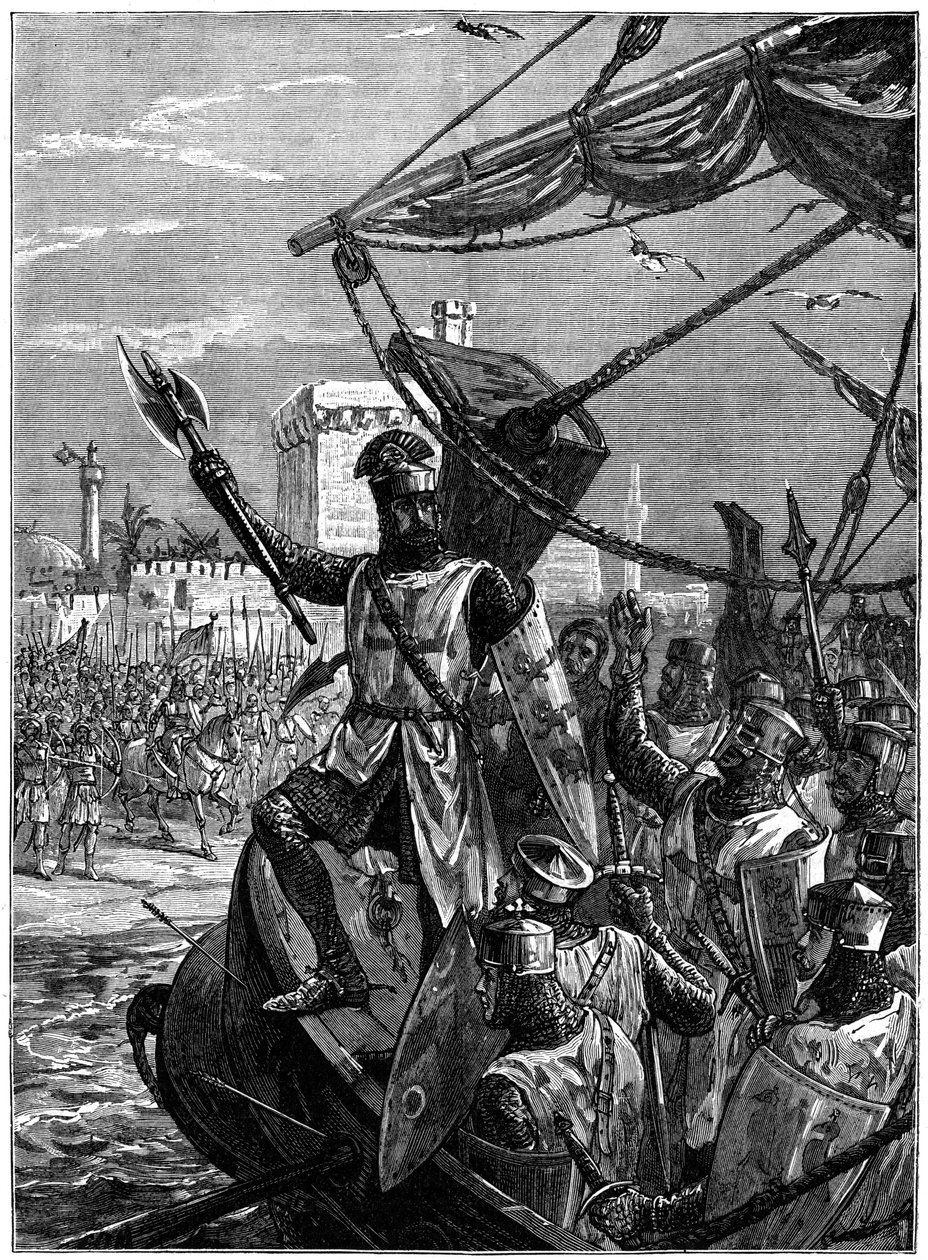 Richard I, Cœur de Lion débarquant à Jaffa Joppa, septembre 1191, vers 1880 - William Heysham Overend