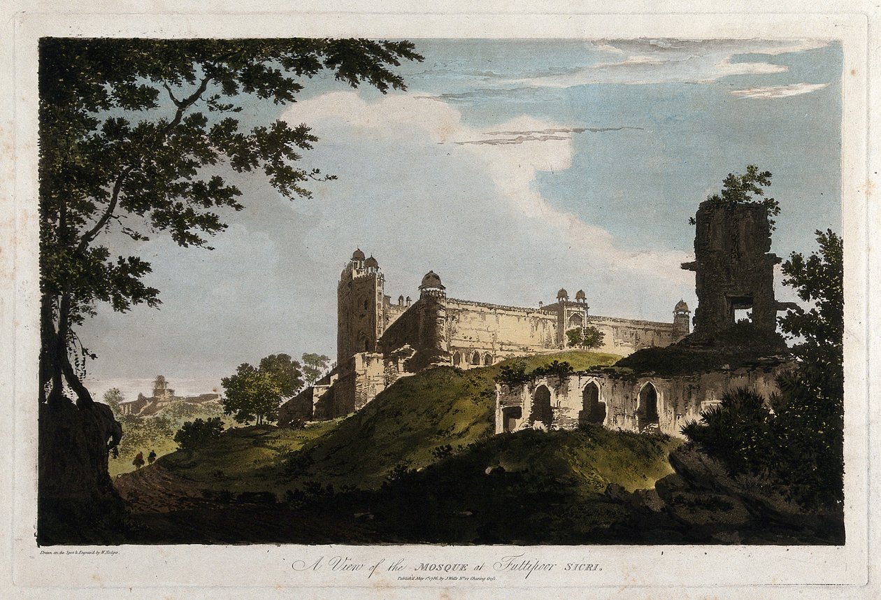 Vue de la mosquée de Futtipoor Sicri - William Hodges