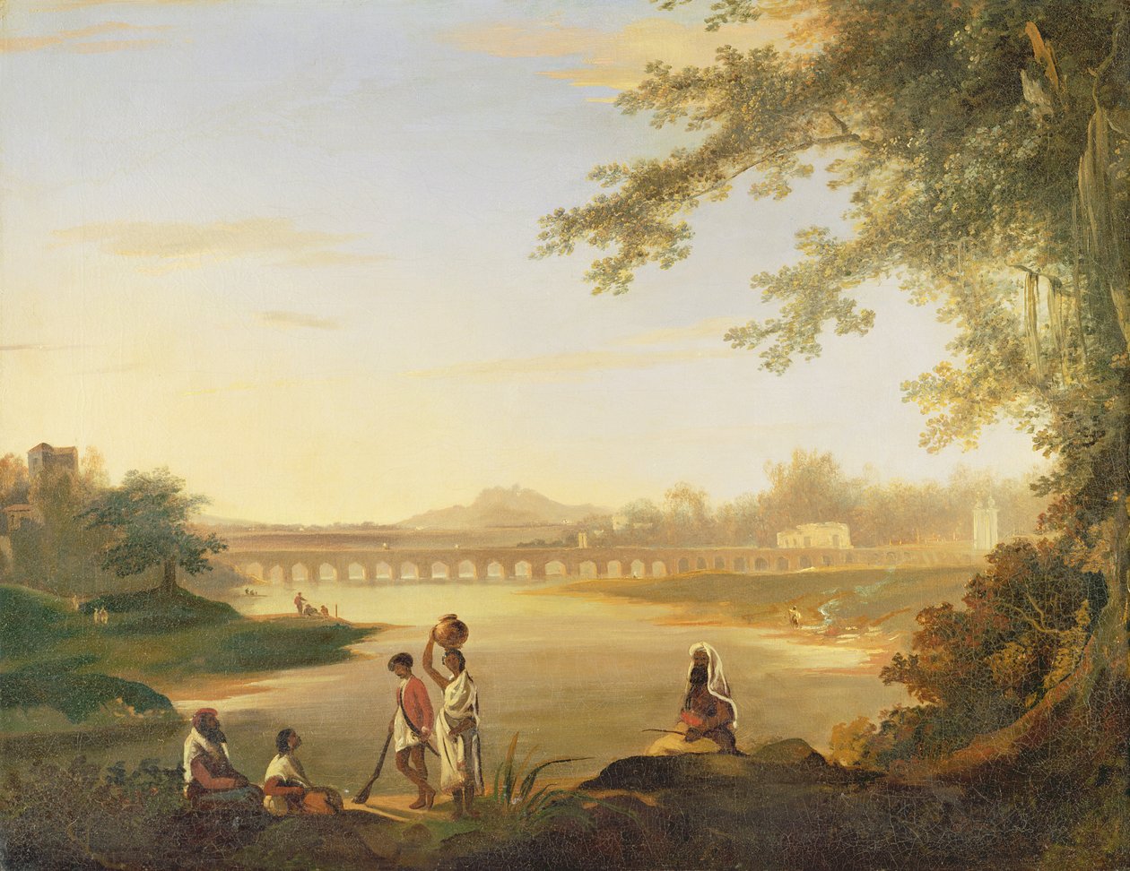 Le Pont de Marmalong, avec un Cipay et des Natifs au Premier Plan, vers 1783 - William Hodges