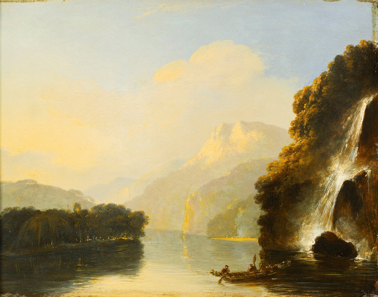Cascade dans la baie de Dusky avec un canoë maori - William Hodges