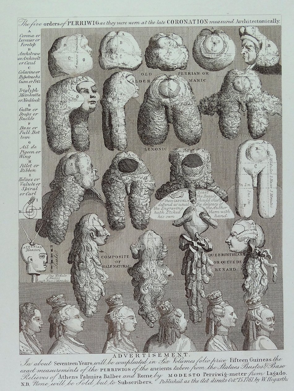 Publicité pour des perruques - William Hogarth