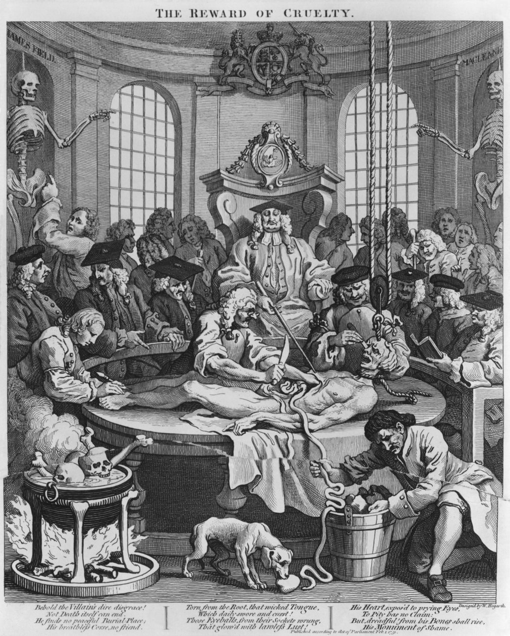 Autopsie ou La Récompense de la cruauté, des Quatre étapes de la cruauté, 1751 - William Hogarth